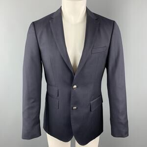 HUGO BOSS Size 36 Navy Woven Wool Notch Lapel Sport Coat